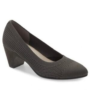 EILEEN FISHER Kiss Stretch Knit Pump Suede Heel Charcoal Gray Women Size 8